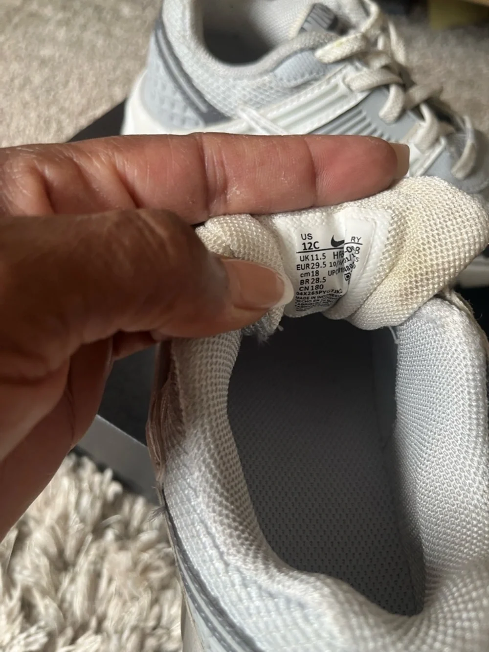 Nike Kids White and Gray Mesh Lace-Up Sneakers